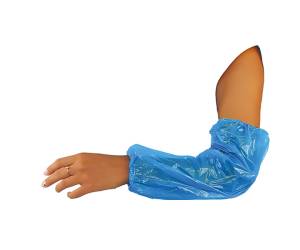 Coprimaniche monouso 40 cm LDPE azzurro - 16290