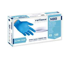 Guanti in nitrile N80 ultrasottili taglia XS azzurro scatola 100 pezzi - 19503