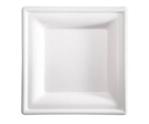 Piatto piano monouso quadrato 20 x 20 cm canna da zucchero bianco - 18109
