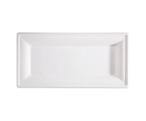 Piatto piano monouso rettangolare 26 x 13 cm canna da zucchero bianco - 18211