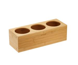 Portabottiglie con tre fori 42 x15,5 x13 cm bamboo colore naturale - 17908