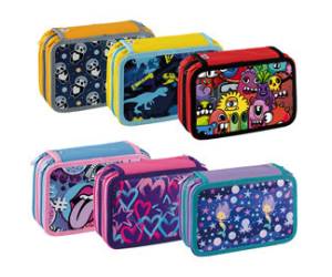 Astuccio 3 Zip Fantasy 13 x 20 x 7,5 cm colori assortiti - 21780