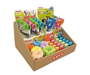 Forbici e temperamatite in Piu versioni colori assortiti display 62 pezzi totali - 25185