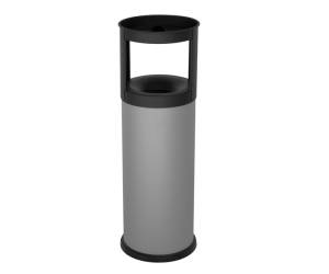 Gettacarte autoestinguente con posacenere 25 lt diametro 25 cm H 80 cm acciaio grigio Stilcasa 572 G - 24049