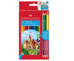 Matita colorata eco Il Castello 3 bicolor diametro mina 3 mm colori assortiti astuccio 12 pezzi Faber Castell 110312 - 22845