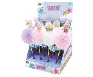 Penne a sfera Bright pom pom e paillette fantasie assortite Lebez - 25161