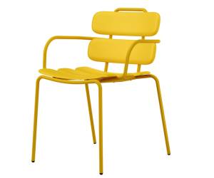 Seduta collettivita Lemon con braccioli polipropilene giallo - 24407