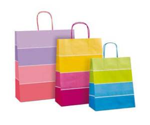 Shopper bicolor con manici carta ritorta 16 x 8 x 21 cm colori assortiti - 21540