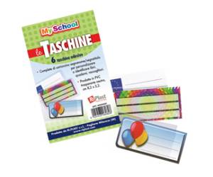 Taschine adesive con cartoncino portanome 8,2 x 5,2 cm PVC trasparente - 22182