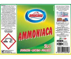 Ammoniaca amacasa - Ammoniaca per pulire - Ammoniaca classica - 5 lt - Amacasa