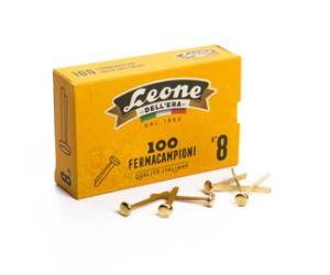 Fermacampioni ottonati - lunghezza 38 mm - n. 8 - Leone - scatola 100 pezzi - conf. 10 pezzi - Leone dell'era - FC8 - 8007979001184 - DMwebShop