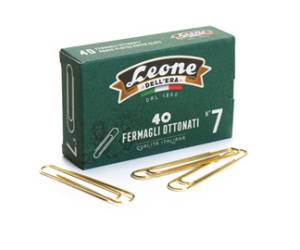 Fermagli ottonati supergiganti - lunghezza 75 mm - n. 7 - oro - conf. 40 fermagli - conf. 10 pezzi - Leone dell'era - FO7 - 8007979002273 - DMwebShop