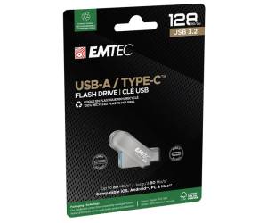 Memoria Dual USB3.2 to Type-C - 128GB - Emtec - ECMMD128GD283 - 3126170182609 - DMwebShop
