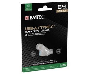 Memoria Dual USB3.2 to Type-C - 64GB - Emtec - ECMMD64GD283 - 3126170182579 - DMwebShop