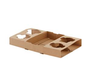 Portabicchiere da asporto - 4 posti - 29 x 17,5 x 3,5 cm - carta kraft - avana - conf. 50 pezzi - Leone - H0738 - 8024112020772 - DMwebShop