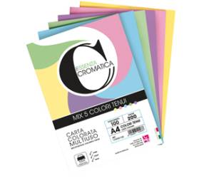 Risma carta Cromatica - A4 - 200 gr - colori assortiti tenui - 100 fogli - Cwr - 12308-100 - 12308/100 - 8004957123081 - DMwebShop