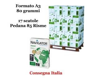 Carta bianca per stampanti multifunzione A3,80 gr Scatole da 5 risme 85 Risme Navigator - 665