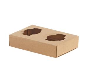 Portabicchiere da asporto 2 posti 17 x 11 x 3,5 cm carta kraft avana - 30089