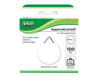 Appendicartelli adesivi - 3,5 cm - carta gommata - bianco - conf. 100 pezzi - Lebez - 0263 - 8007509002636 - DMwebShop