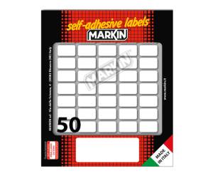 Etichetta adesiva permanente rettangolare - 20 x 12 mm - 50 etich. per foglio - 10 fogli per busta - bianco - conf. 25 pezzi Markin - X10014 - 8007047035783 - DMwebShop