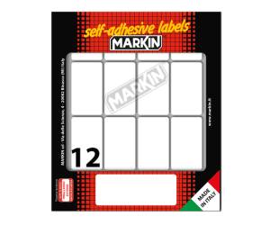 Etichetta adesiva permanente rettangolare - 46 x 27 mm - 12 etich. per foglio - 10 fogli per busta - bianco - conf. 25 pezzi Markin - 10034 - 8007047036988 - DMwebShop