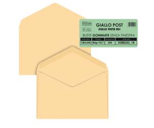 Busta Giallo Postale - gommata - giallo - carta riciclata FSC - 18 x 24 cm - 80 gr - conf. 500 pezzi - Pigna - 038835218 - 8006873109576 - DMwebShop