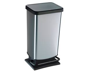Pattumiera a pedale Paso - 35 x 26 x 68 cm - 40 lt - PPL metallizzato - nero-argento - Rotho - F600060 - 7610859233967 - DMwebShop