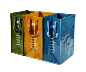 Set Ricicla Bag - 3 contenitori - misure assortite - verde-ocra-blu - Perfetto - 0468D - 8000957046849 - DMwebShop