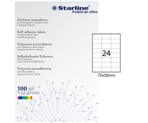 Etichetta adesiva carta permanente 70 x 36 mm 24 etichette per foglio bianco conf 100 fogli A4 Starline X210ODC500 - 4856