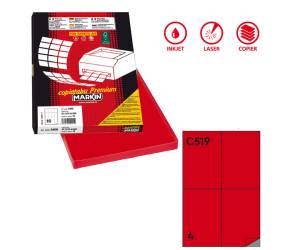 Etichette adesive C 519 in carta permanenti 105 x 148,5 mm 100 fogli rosso - 5566