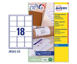 Etichette adesive J8161 in carta angoli arrotondati inkjet permanenti bianco - 5552