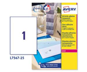 Etichette adesive L7567 in poliestere laser permanenti 210 x 297 mm 25 fogli trasparente - 5553