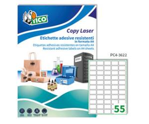Etichette adesive PC4 in poliestere laser permanenti 36 x 22 mm 100 fogli - 8421