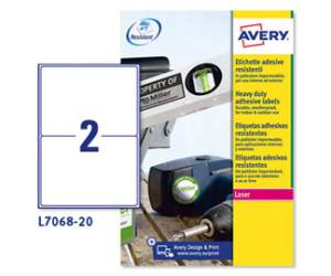 Etichette adesive extra strong L7068 in poliestere laser permanenti 199,6 x 143,5 mm 20 fogli bianco - 8617