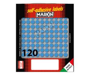 Etichette adesive tonde in carta permanenti diametro 10 mm 120 etichette per foglio 10 fogli blu Markin 10004BL - 4933