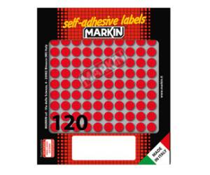 Etichette adesive tonde in carta permanenti diametro 10 mm 120 etichette per foglio 10 fogli rosso Markin 10004RO - 4934