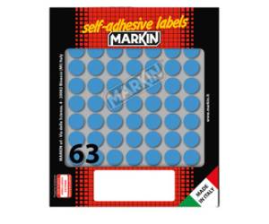 Etichette adesive tonde in carta permanenti diametro 14 mm 10 fogli blu - 4941