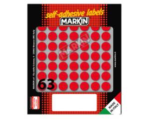 Etichette adesive tonde in carta permanenti diametro 14 mm 10 fogli rosso 63 etichette per foglio - 4942