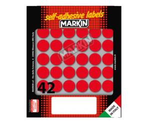 Etichette adesive tonde in carta permanenti diametro 18 mm 42 etichette per foglio 10 fogli rosso Markin 10006RO - 4935