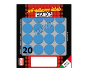 Etichette adesive tonde in carta permanenti diametro 27 mm 10 fogli blu 20 etichette per foglio - 4938