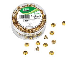 Occhielli ottonati per occhiellatrice diametro 5 mm oro - 3681