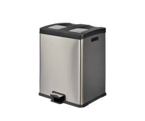 Pattumiera a pedale Multiflux 49,5 x 45,9 x 63,6 cm 2 secchi da 30 lt inox ciascuno - 8846