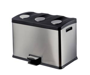 Pattumiera a pedale Multiflux 59,3x38,2x43 cm 3 secchi da 12 lt ciascuno inox - 8845