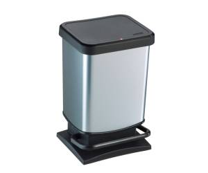 Pattumiera a pedale Paso 29x27x46 cm 20 lt PPL metallizzato nero argento - 8835