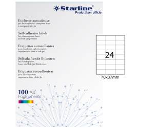 Etichetta adesiva - in carta - permanente - 70 x 37 mm - 24 etichette per foglio - bianco - conf. 100 fogli A4 - Starline - X210ODC510 - 8025133013736 - DMwebShop