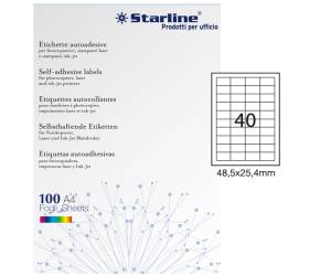 Etichetta adesiva - in carta - permanente - 48,5 x 25,4 mm - 40 etichette per foglio - bianco - conf. 100 fogli A4 - Starline - X210ODC553 - 8025133024459 - DMwebShop