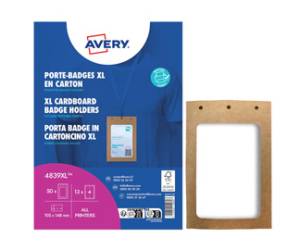 Portabadge A6 - in cartoncino plastificato - laser-inkjet - 105 x 148 mm - Conf. 50 pezzi - Avery - 4839XL - 5014702150807 - DMwebShop