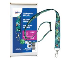 Cordoncino per portabadge - in Rpet - fantasia tropicale - 440 x 20 mm - Conf. 10 pezzi - Avery - R4828T - 5014702149429 - DMwebShop