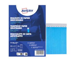 Braccialetti identificativi in Tyvek blu fluo 265 x 19 mm 50 fogli - 30500
