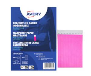 Braccialetti identificativi in Tyvek rosa fluo 265 x 19 mm 50 fogli - 30501